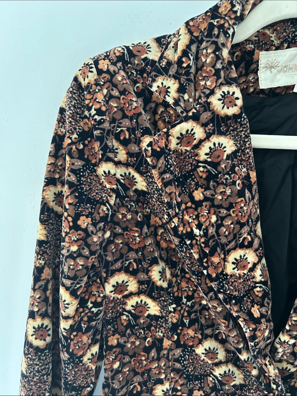 John Meyer Velvet Single-Button Blazer Tailored Fall Floral Bohemian Whimsigoth - Picture 3 of 14
